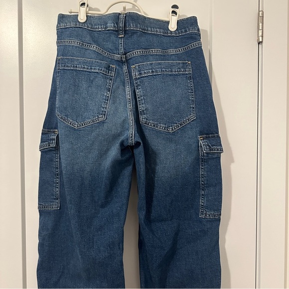 Gap ‘90’s Loose Fit Cargo Mid Rise Blue Denim Jeans Waist 30 Petite Women’s - Picture 10 of 13